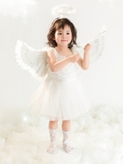 2022年儿童摄影服装影楼拍照主题天使仙气白纱裙公主裙服装周岁衣