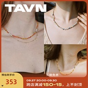 TAVN waki西西里冰茶/柠檬宝石/琉璃海彩色米珠项链毛衣