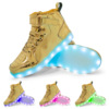 儿童LED灯高帮板鞋发光鞋男女童充电舞蹈男女大码板鞋