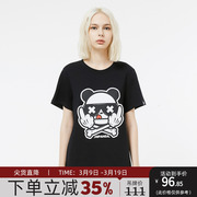 hipanda你好熊猫设计潮牌国潮女款短袖上衣熊猫，竖中指印花t恤