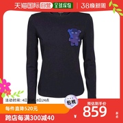 香港直发ARMANI阿玛尼女士深蓝色印花套头长袖T恤6K2T6B2JQA0918
