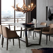 北欧大理石餐桌家具现代简约白蜡木时尚餐桌实木，方形6人餐桌椅桌