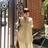 岛知道夏日《暧昧日记》裸色日系复古蕾丝拼接海军领皱皱肌理衬衫