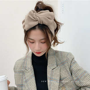 韩国网红针织毛线蝴蝶结发带宽边甜美弹力洗脸发带发箍头箍发饰品