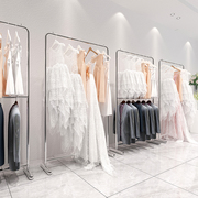 不锈钢婚纱店专用落地式挂衣饰礼服，货架女装西装旗袍展示上下双层