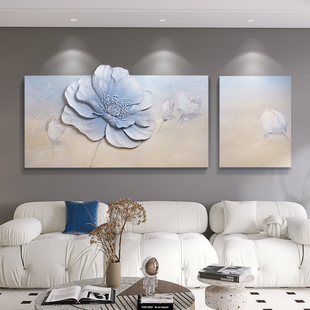 立体沙发背景墙三联装饰画壁画，客厅挂画轻奢现代简约浮雕手绘油画