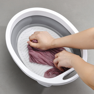 折叠洗衣盆带搓衣板一体大号加厚家用洗衣服盆子婴儿宿舍学生塑料