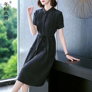 杭州真丝连衣裙高端女2024年夏季高端年轻妈妈，气质桑蚕丝裙子