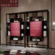 新中式轻奢风书房家具 后现代大小户型实木装饰柜 书架 书柜定制