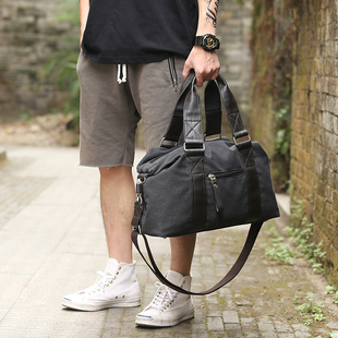 复古帆布手提包男短途多功能单肩斜挎包行李袋大容量旅行背包男包