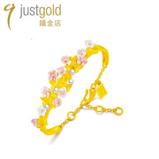 justgold镇金店，花蝶语足金黄金手链，手镯1104291y