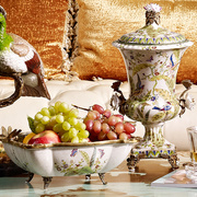 凤凰美居仿古彩绘陶瓷，器皿客厅家居装饰品，摆件民间带盖欧式装饰盘