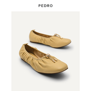 PEDRO小羊皮单鞋女鞋金属抽带方头平底鞋PW1-66480092