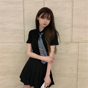 暗黑闺蜜装韩版两件套女jk领带制服正版学院风班服套装百褶裙学生