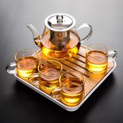 整套玻璃茶具套装家用透明加厚耐热带不锈钢过滤功夫泡茶壶喝茶杯