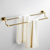 全铜毛巾架卫生间免打孔置物架挂杆浴室洗手间金色轻奢双杆毛巾杆