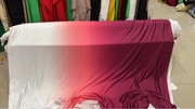 渐变色舞蹈服装布料.紫红西瓜红渐变白色氨纶布料.渐变色氨纶布料