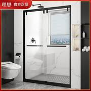 整体浴室淋浴房玻璃门一字型家用卫生间干湿分离隔断推拉移门浴屏