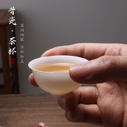 潮州工夫茶杯薄胎骨瓷品茗杯小茶杯子白瓷透光反口杯陶瓷高档茶具