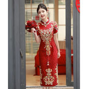 敬酒服新娘年轻款时尚款红色结婚礼服女订婚夏季回门便装改良旗袍
