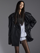 安娜杨家 DINT韩国时尚宽松皮革黑色夹克外套MBDJ018