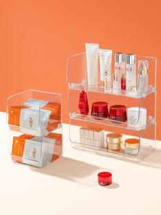 可叠加化妆品收纳盒高透明面膜盒多用桌面置物架杂物储物篮大小号
