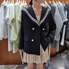 法式海军领西装外套，2023春秋女学院，风复古减龄休闲西服ins潮