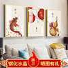 新中式客厅装饰画沙发背景墙挂画餐厅有框三联画中国风，民俗水晶画