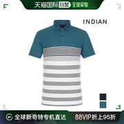 韩国直邮Indian Polo衫 INDIAN 彩色模块 条纹 棉 短袖 T恤_MIG