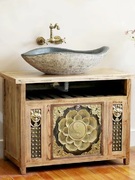 中式浴室柜组合仿古洗手池，台盆柜组合卫生间洗漱台实木卫浴柜落地