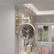 欧式双面挂钟客厅家用创意轻奢挂表静音时钟现代简约挂墙钟表两面