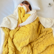 羊羔绒毛毯冬季加厚午睡办公室披肩空调小毯子珊瑚法兰绒沙发盖毯