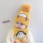 婴儿帽子围巾套装秋冬季