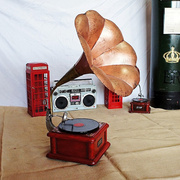 老式留声机唱片机复古怀旧模型，仿古拍摄道具背景120装饰品摆件