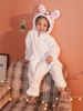 儿童兔子连体睡衣秋冬季可爱加厚法兰绒女孩宝宝亲子连身家居服