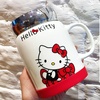 凯蒂猫HelloKitty陶瓷杯大容量女kt可爱水杯马克杯咖啡杯带盖勺