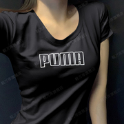 Puma彪马短袖女款2023秋季女士黑色纯棉圆领半袖运动t恤