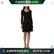 香港直邮armani阿玛尼女士连衣裙黑色褶皱，黏胶6z2ay1-2mqwz-0999