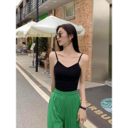 mulvan带胸垫小吊带背心，女外穿夏季高腰短款内搭修身针织上衣