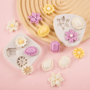 网红宝石硅胶模具欧式复古蛋糕装饰小花朵翻糖巧克力，滴胶磨具配件