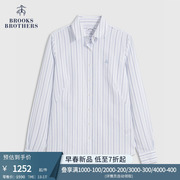 brooksbrothers布克兄弟，女士24早春免烫棉质，竖条纹长袖衬衫