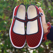 老北京手工布鞋女款春季浅口透气低帮搭扣平底防滑传统民族风女鞋