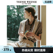 TeenieWeenie小熊女装2024夏装复古菱形格提花Polo衫短袖T恤