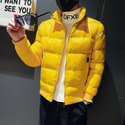 冬季小伙黄色轻便羽绒服男加厚外套韩版修身立领短款夹克羽绒衣服