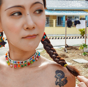 颈项链波西米亚彩球流苏，项圈海岛旅行刺绣，串珠夏女饰品泰国民族风