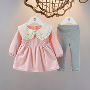 女童春季套装时髦童装1-2-3岁女宝宝长袖两件套婴儿春天外出服潮