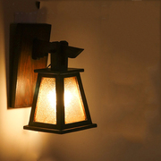 泰国进口灯具过道壁灯仿古卧室灯客厅实木雕花玻璃灯中式床头灯饰