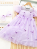 童装女童夏装裙子儿童，连衣裙夏季超仙演出紫色蝴蝶，公主裙蓬蓬纱裙