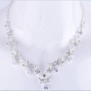 韩版新娘合金水钻水晶高端时尚完美耳环项链防古三件套饰品婚