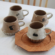 日式挂耳咖啡杯带勺子ins风陶瓷马克杯女生杯子家用 早餐杯